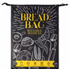 Reusable beeswax bread bag with drawstring closure for breathable bread storage