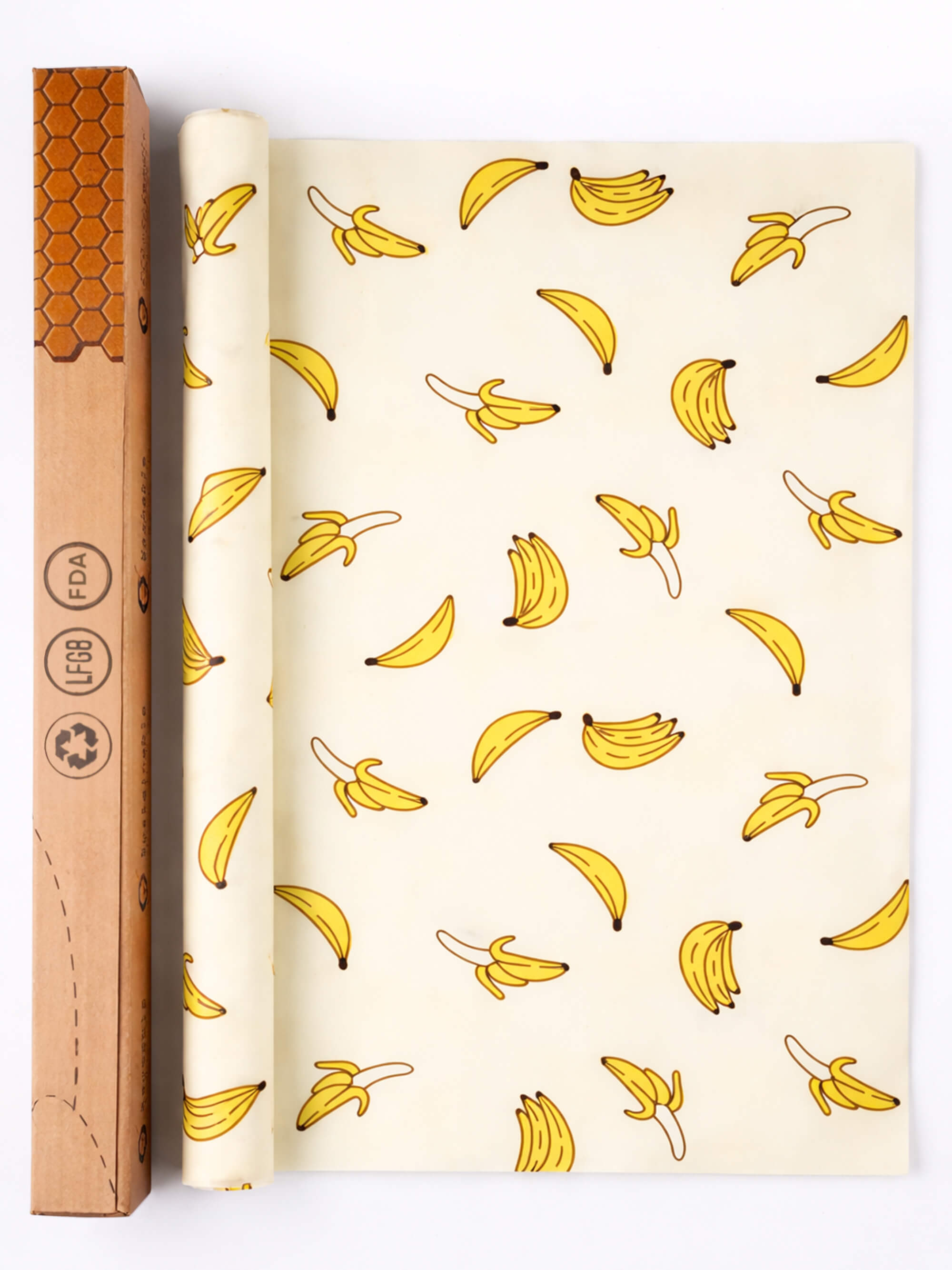Banana beeswax wrap roll 3 pack cut to size reusable kitchen food wrap