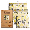 Reusable beeswax wrap set with cartoon bee pattern