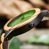 Bobo Bird Real Green Leaf Watch with Roman Numeral Display