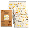 Reusable beeswax wrap set with bee and honeycomb pattern