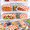 Reusable strawberry beeswax food wraps used for storing fruit and leftovers