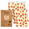 Reusable beeswax wrap set with strawberry print design