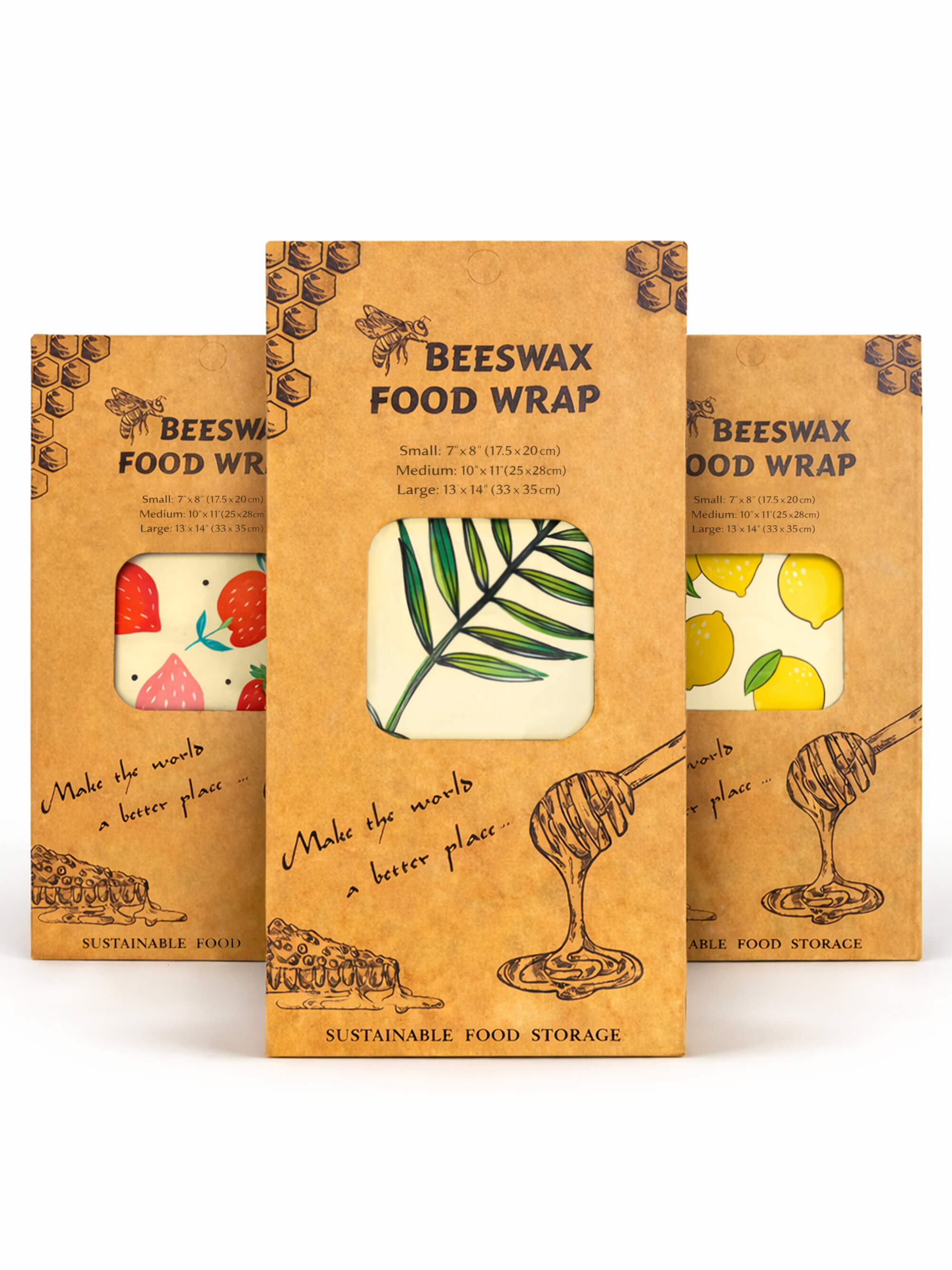 Reusable beeswax wrap set 9 pack with mixed sizes and designs