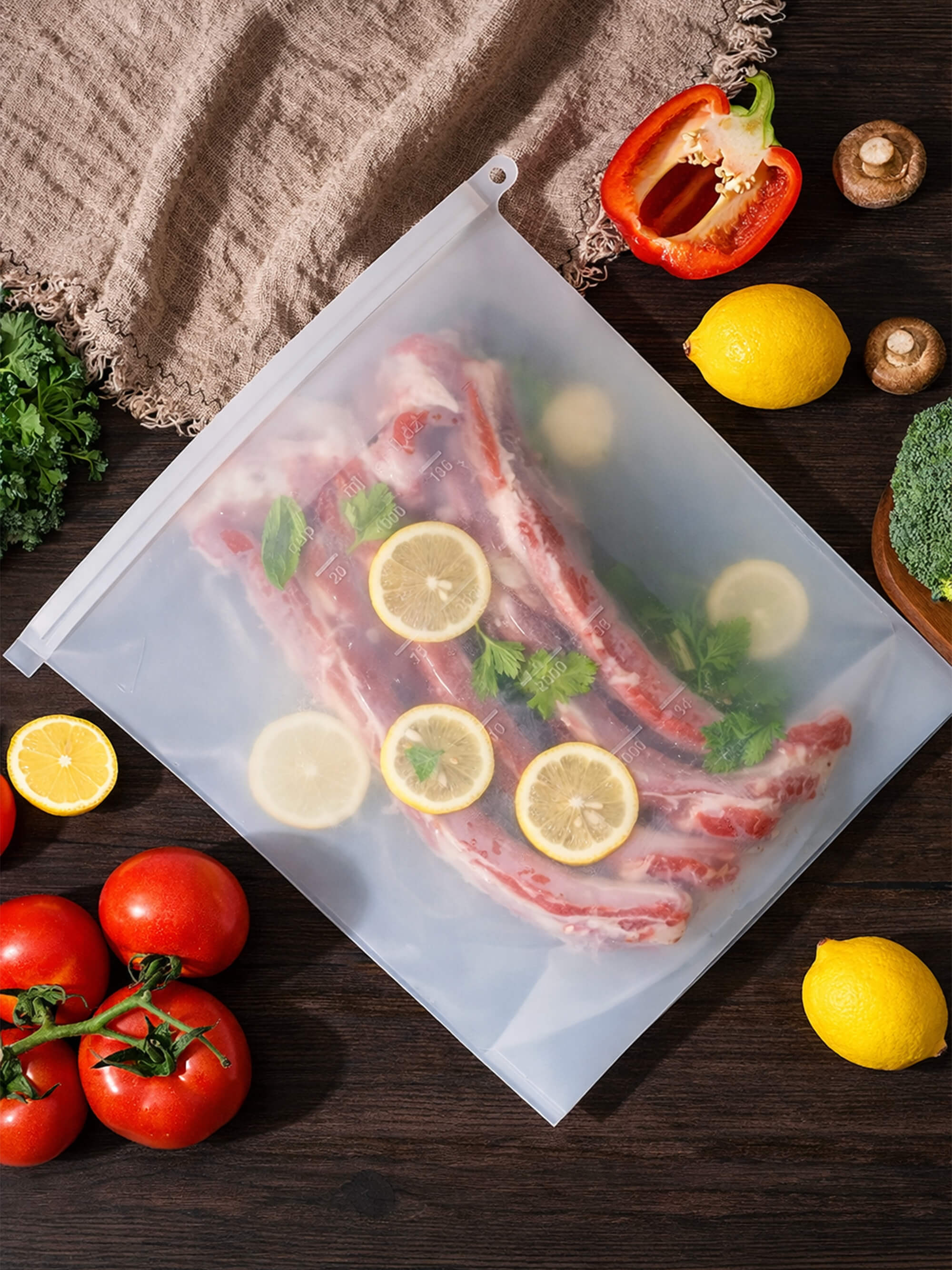 Reusable silicone freezer bag 4000ml storing meat and fresh produce