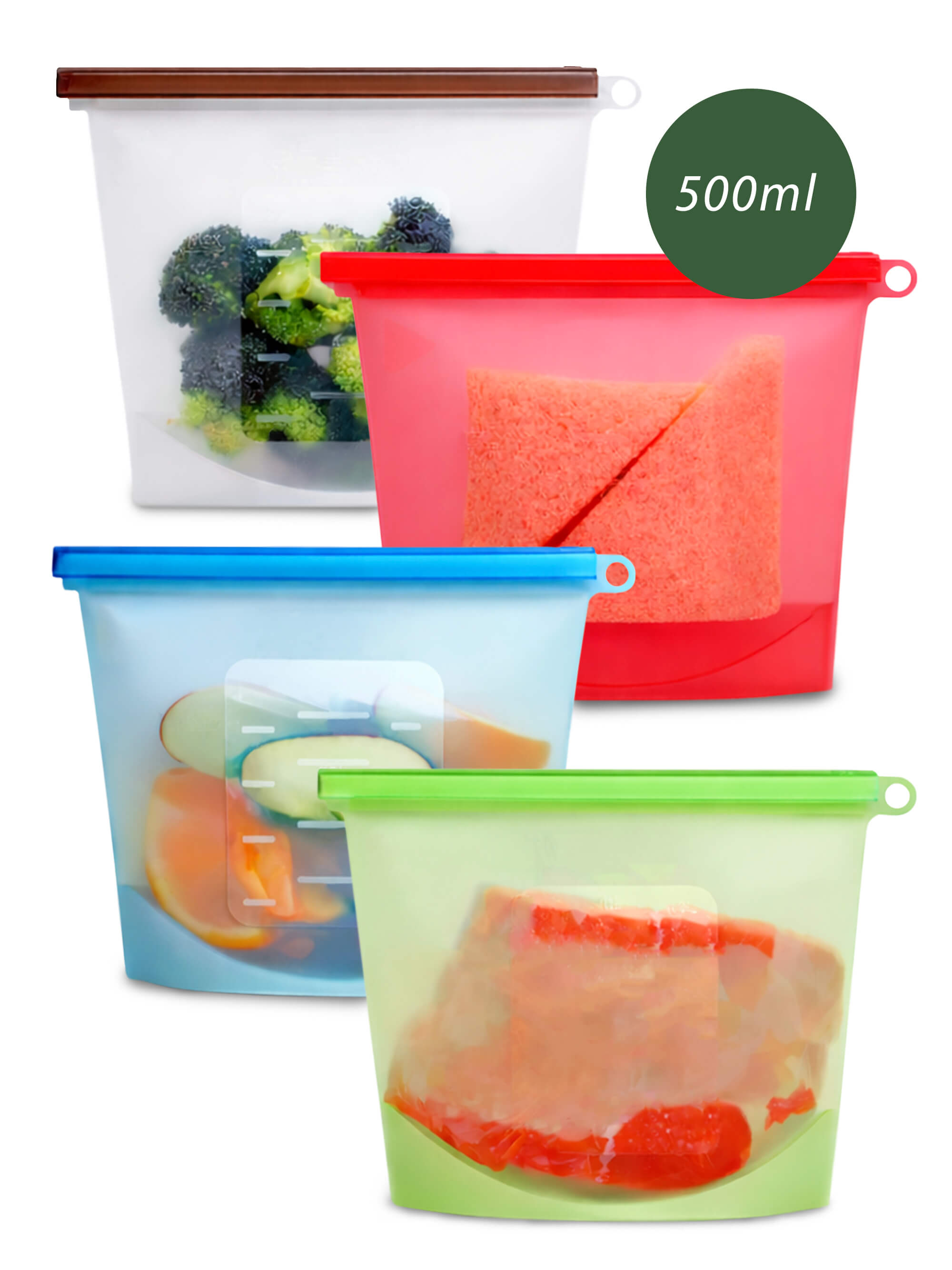 Silicone Food Storage Bag - 500ml Slide-Lock