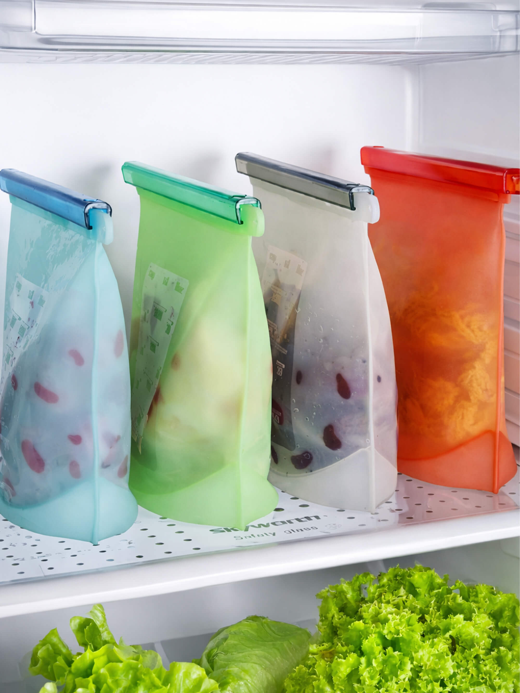 Silicone Food Storage Bags - 4 × 1000ml Slide-Lock Set