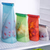 Reusable silicone freezer bags family pack in refrigerator storage