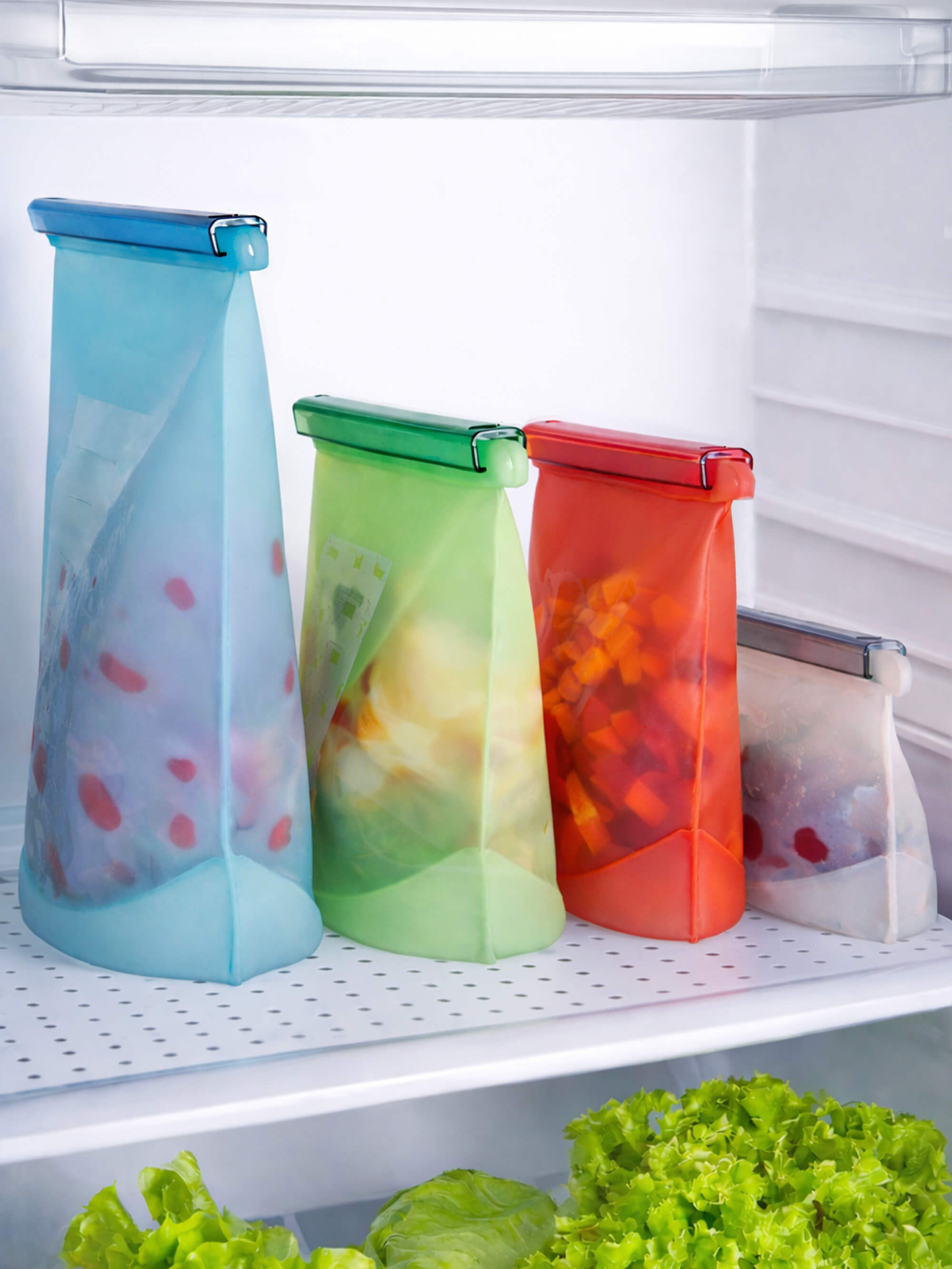 Silicone Food Storage Bags - Family Kitchen Set (4 Piece Mixed)