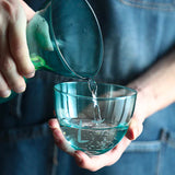 Contemporary Wide Green Glass Water Jug With Cup (800ml)