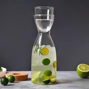 Contemporary Mono Glass Water Jug With Cup (750ml)