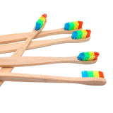 10-Pack Eco-Friendly Bamboo Toothbrush with Rainbow Head