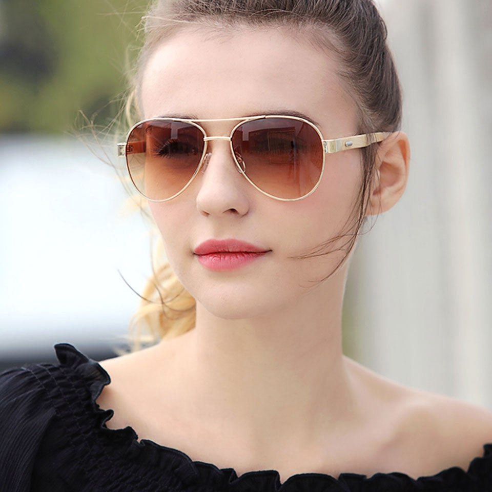 Ralferty Unisex Designer Aviator Bamboo Sunglasses