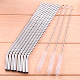 11-Piece Reusable Stainless Steel Drinking Straw Set