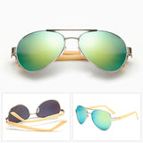Ralferty Unisex Designer Aviator Bamboo Sunglasses