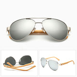 Ralferty Unisex Designer Aviator Bamboo Sunglasses