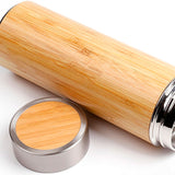 Bamboo Insulated Thermos Water Bottle with Stainless Steel Inner Flask
