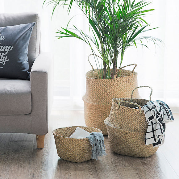 Handmade Natural Woven Seagrass Flower Basket