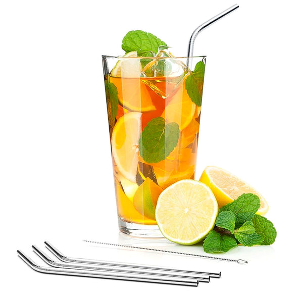 11-Piece Reusable Stainless Steel Drinking Straw Set