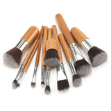 Natural Bamboo Cosmetic Makeup Brush Kit with Bag