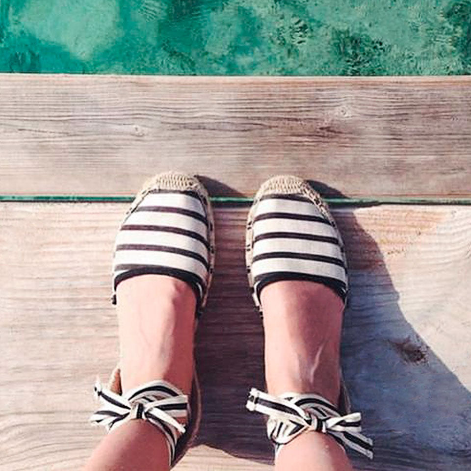 Espadrille Flat Canvas & Hemp Shoes (striped)