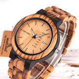 Bobo Bird Men's Zebra Wooden Watch with Light Pine Fascia