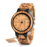 Bobo Bird Men's Zebra Wooden Watch with Light Pine Fascia