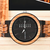 Bobo Bird Men's Zebra Wooden Watch with Black Bamboo Fascia