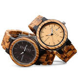 Bobo Bird Men's Zebra Wooden Watch with Light Pine Fascia