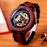 Bobo Bird Men's Wooden Gear-Inspired Mechanical Design Watch (Red Sandalwood)