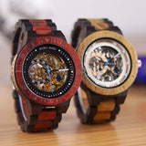 Bobo Bird Men's Wooden Gear-Inspired Mechanical Design Watch (Red Sandalwood)