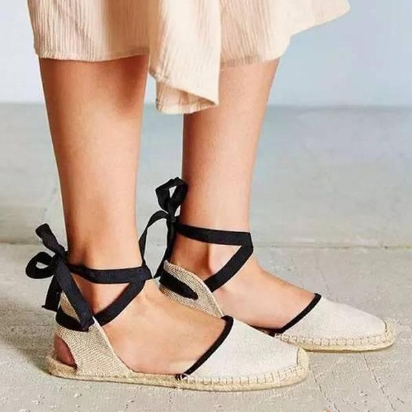 Espadrille Flat Canvas & Hemp Shoes (white)