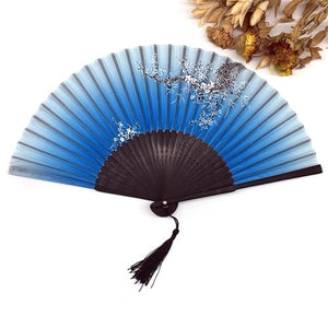 Vintage Chinese Spun Silk Bamboo Fan