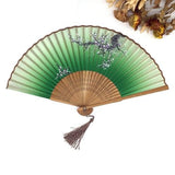 Vintage Chinese Spun Silk Bamboo Fan