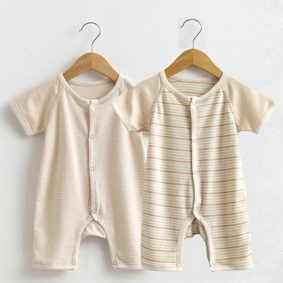 Organic Cotton & Bamboo Fibre Striped Romper Bodysuit (twin pack)